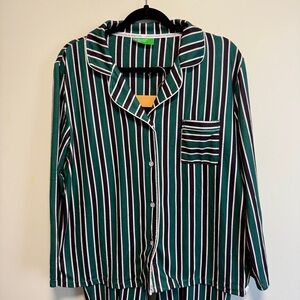 United Colors Of Benetton Green Striped Pajama Set